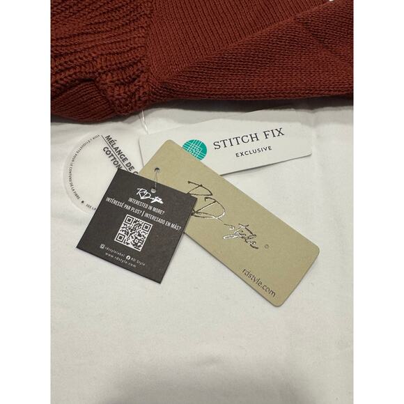 NEW RD Style Stitch Fix Josslyn V-Neck Sweater XL Burnt Orange Cotton Blend NWT - Picture 14 of 15